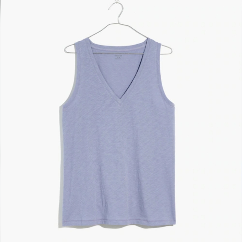 Madewell Whisper Cotton V-Neck Periwinkle Tank Sz Small